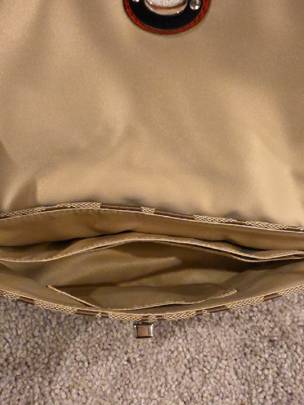 Coach Signature Canvas Wristlet in Brown with Orange Trim - Picture 3 of 9